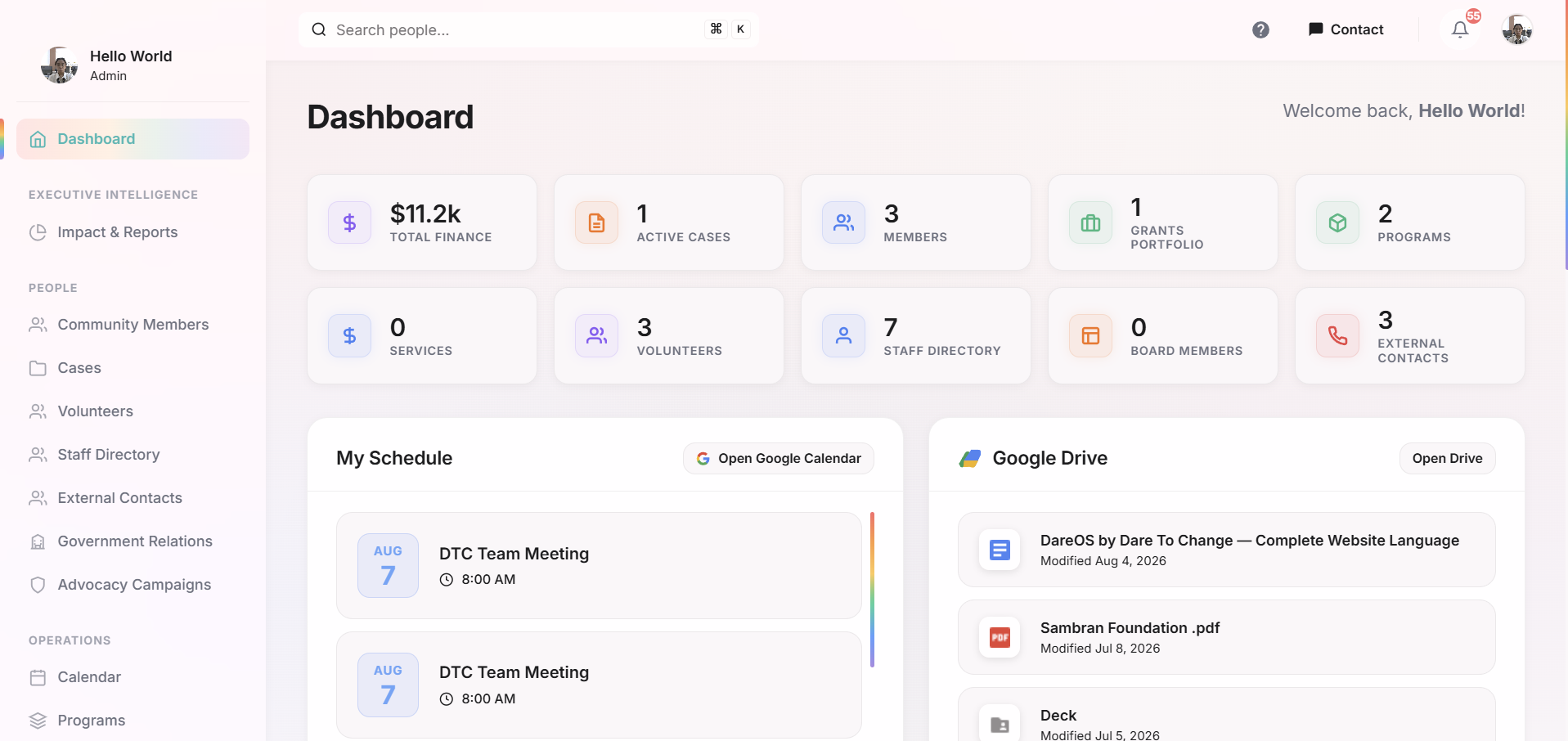DareOS Dashboard Preview